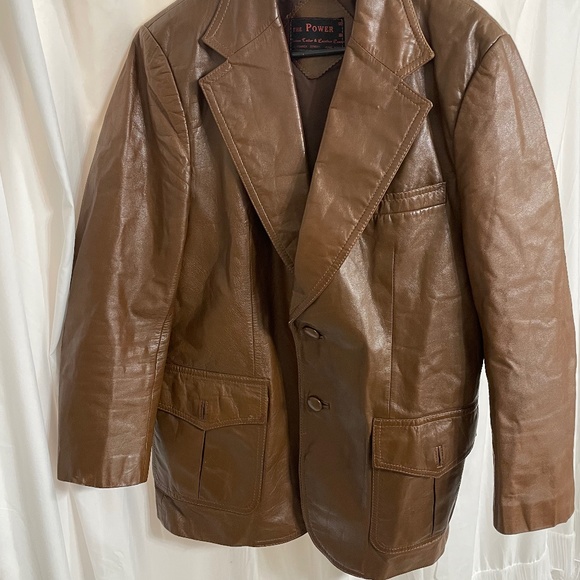 Vintage Japanese custom leather coat Japan leathermaker S M THE POWER - Picture 1 of 9